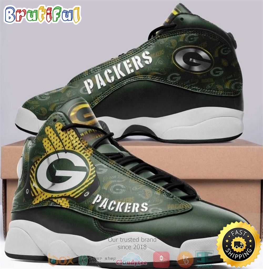 Green Bay Packer Nfl Big Logo Football Team 4 Air Jordan 13 Sneaker Shoes dyzuyv