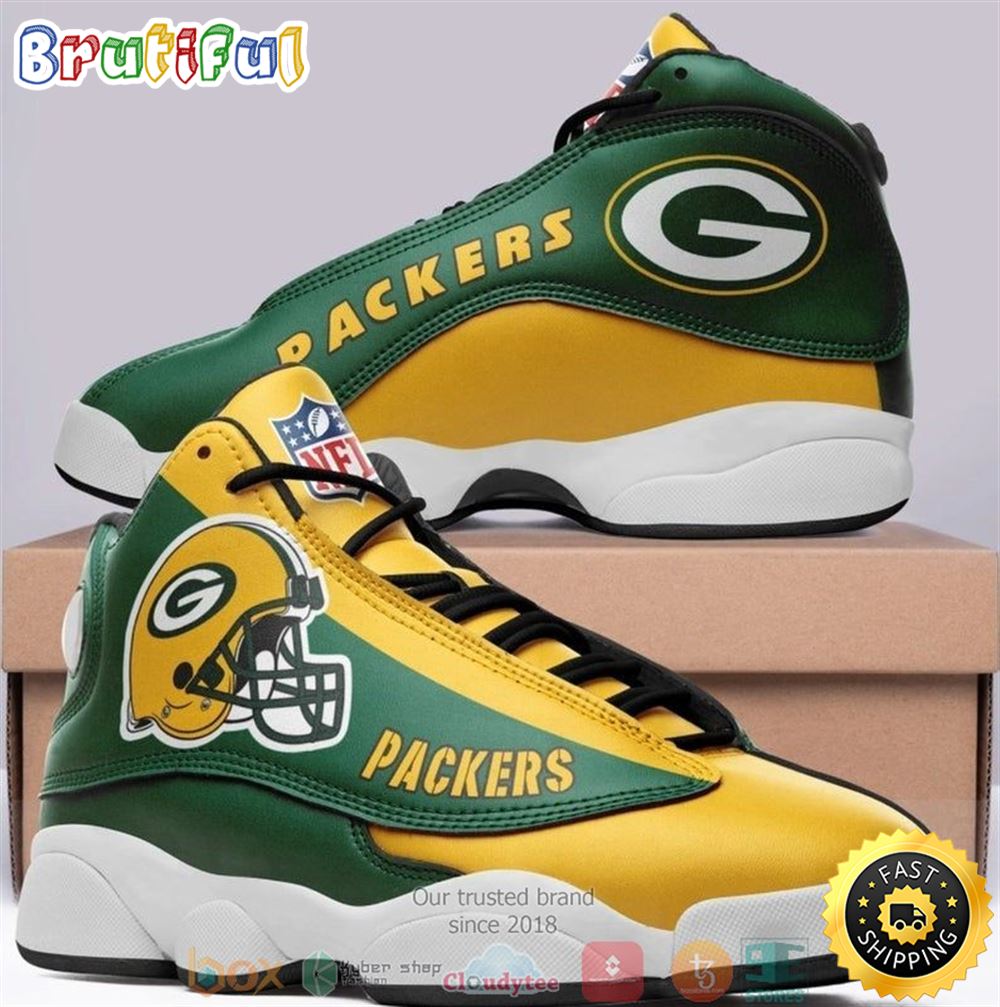 Green Bay Packer Nfl Football Helmet Football Team 6 Air Jordan 13 Sneaker Shoes dljsqg
