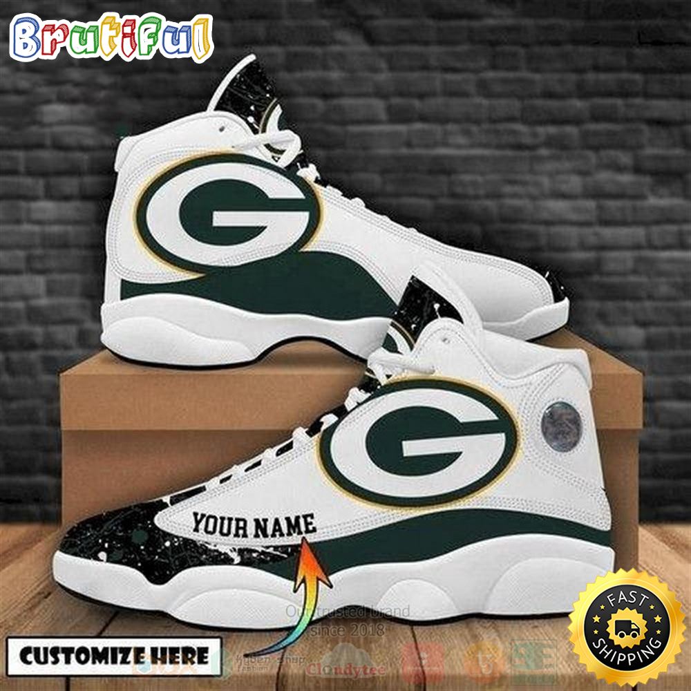 Green Bay Packers Football Nfl Custom Name Air Jordan 13 Shoes rammbo