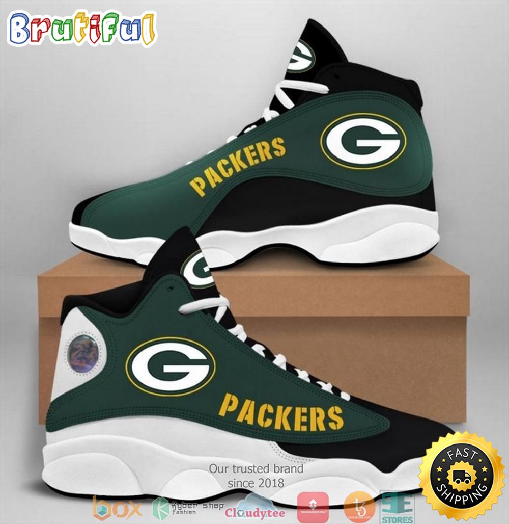 Green Bay Packers Nfl Big Logo Football Team Air Jordan 13 Sneaker Shoes bzjfyh
