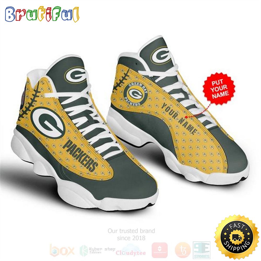 Green Bay Packers Nfl Custom Name Air Jordan 13 Shoes 2 yqxj85