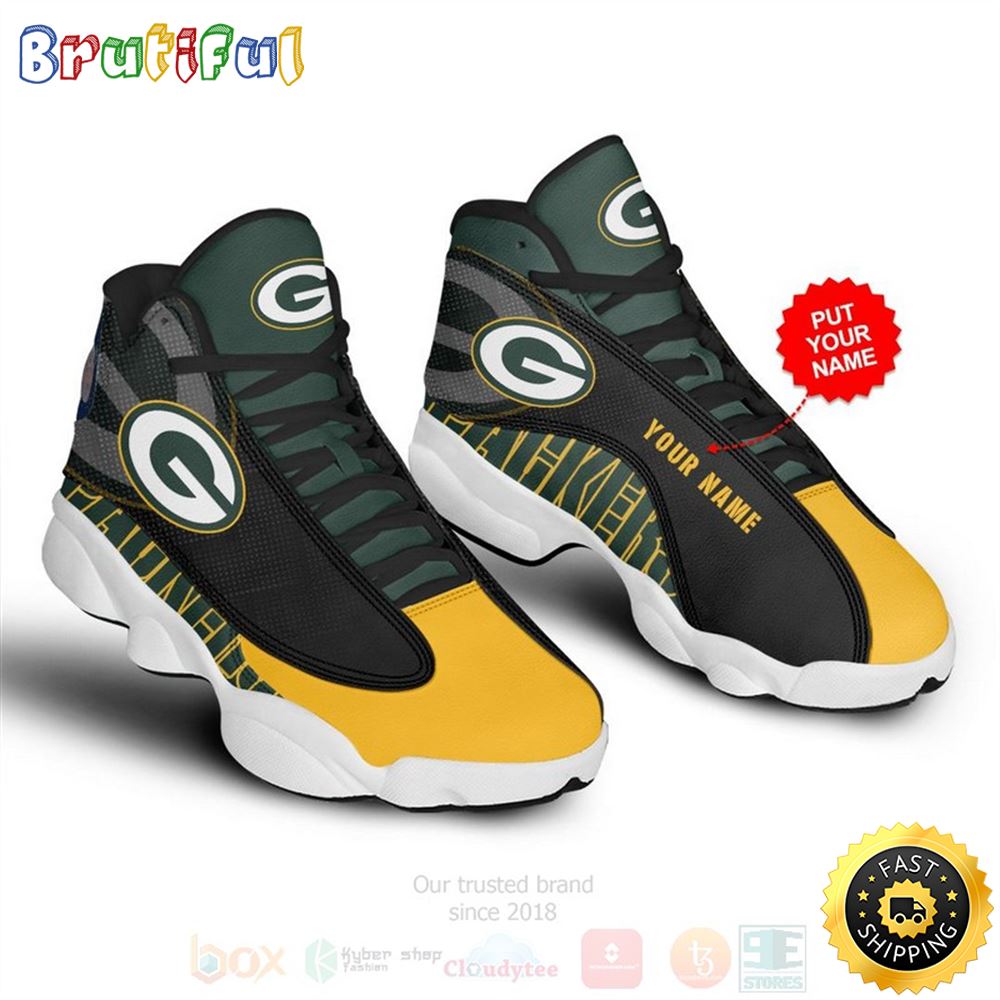 Green Bay Packers Nfl Custom Name Air Jordan 13 Shoes iouqjq