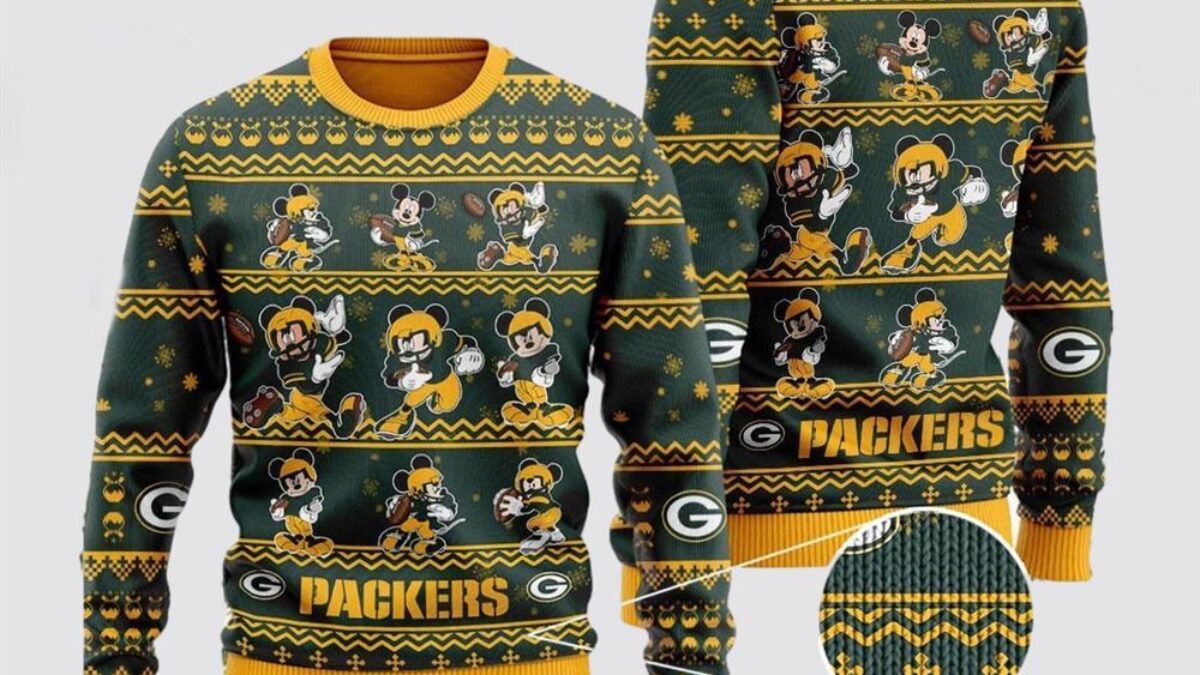 Green Bay Packers Ugly Christmas Sweater Captain Mickey Mouse Perfect Gift  For Football Fans