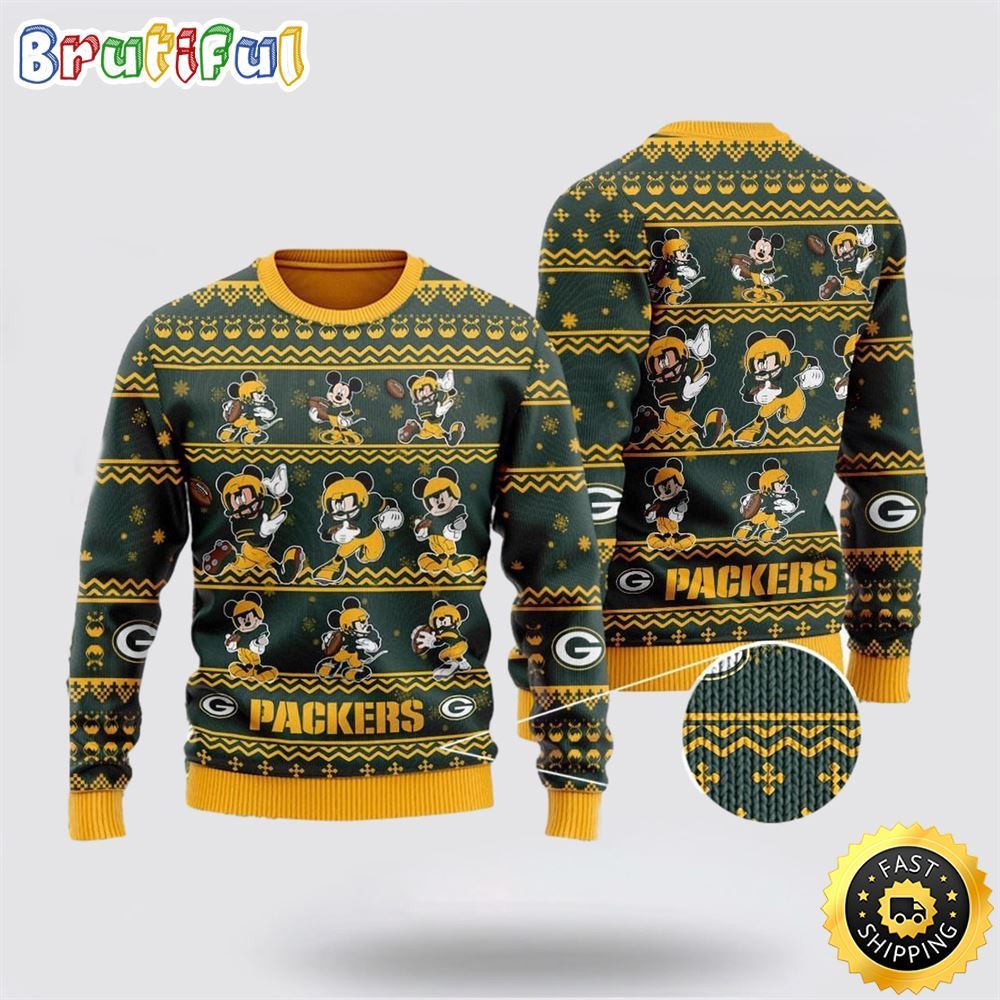 Green Bay Packers Ugly Christmas Sweater Captain Mickey Mouse Perfect Gift For Football Fans 1 opgly6