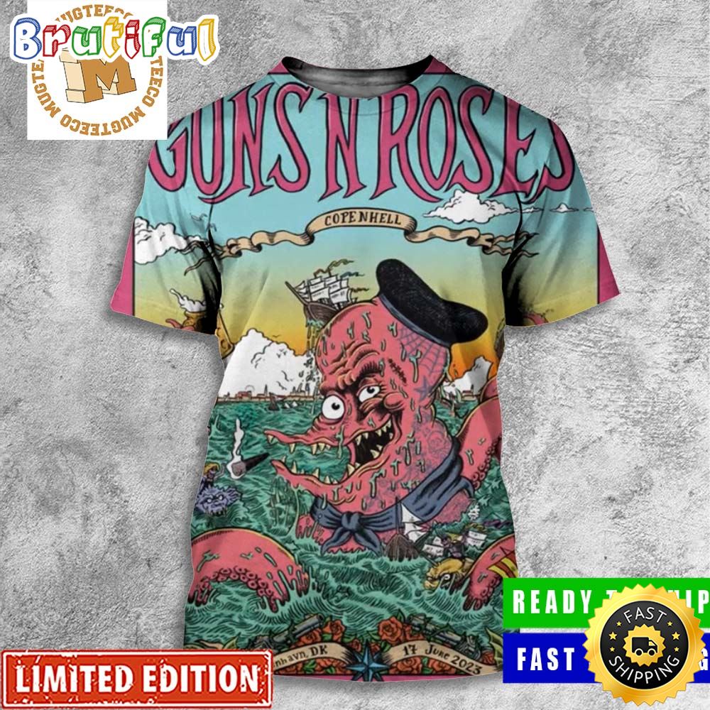 Guns N Roses Copenhagen World Tour 17 June 2023 Copenhell Poster All Over Print Shirt rs2ym0
