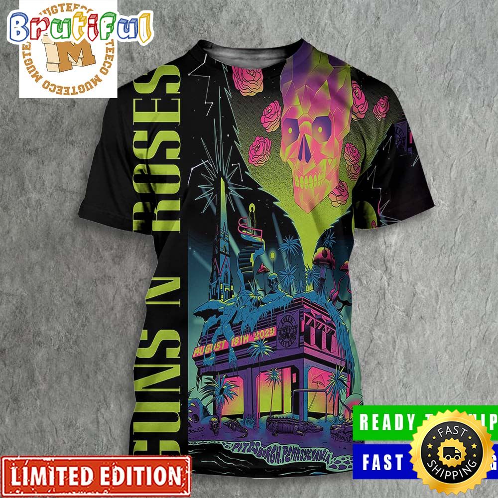 Guns N Roses Pittsburgh Pennsylvania August 18th 2023 North America Summer Fall Tour All Over Print Shirt eejxie