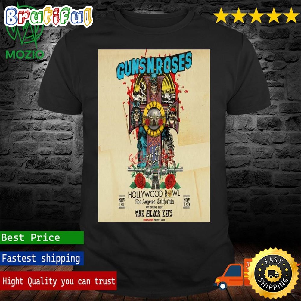 Guns N Roses The Hollywood Bowl November 2023 Los Angeles Poster Shirt dlyugl