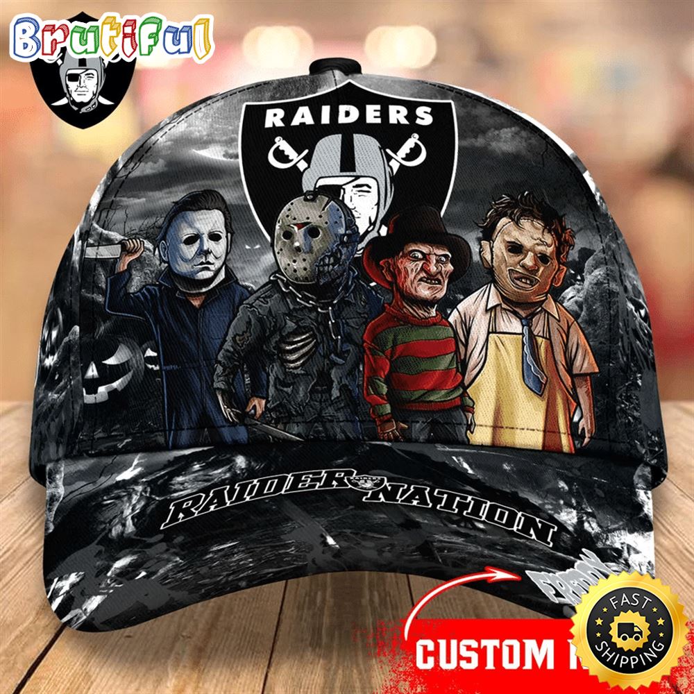 Las Vegas Raiders Nfl Personalized Trending Cap Mixed Horror Movie Characters fsce9l