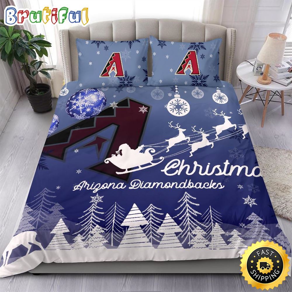 MLB Arizona Diamondbacks Bedding Sets Santa Claus Sleigh And Reindeer Christmas Bedding Sets Quilt Bedding Sets 1 bowwet