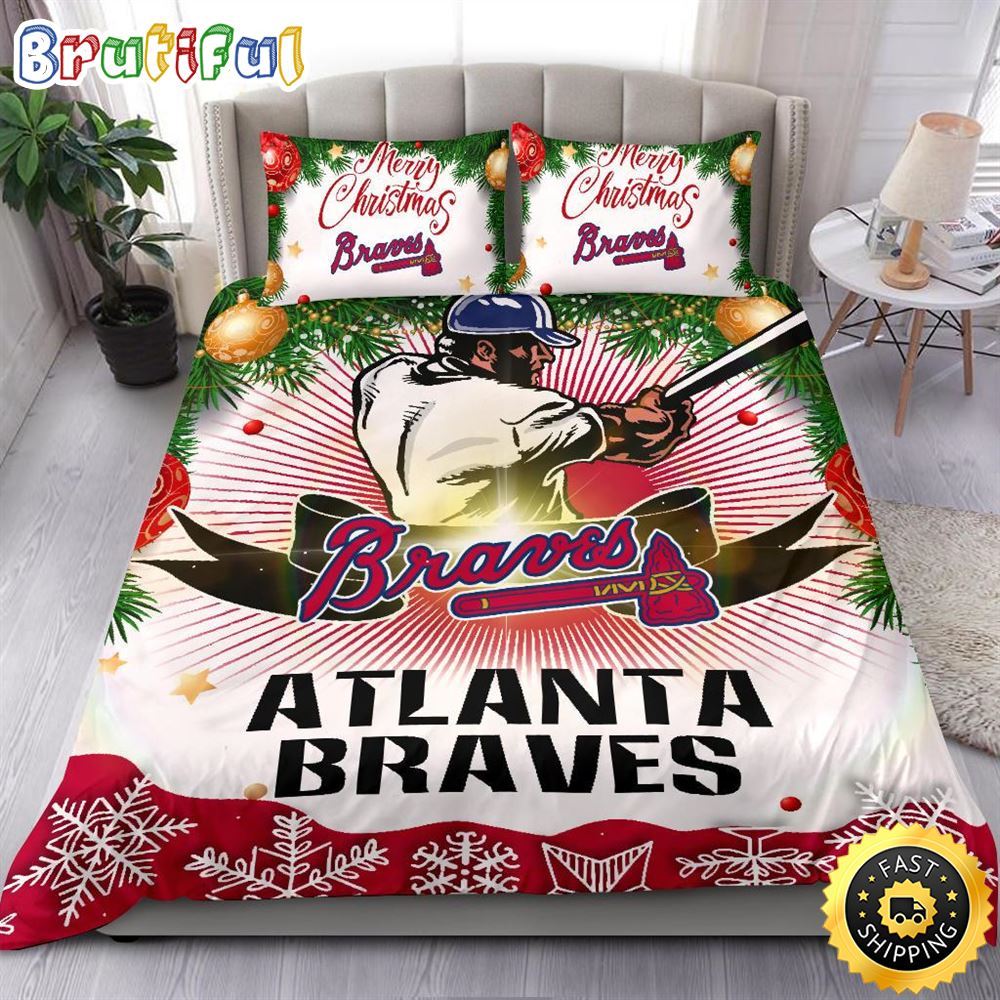 MLB Atlanta Braves Bedding Sets Merry Christmas Quilt Bedding Sets 1 glm6k1