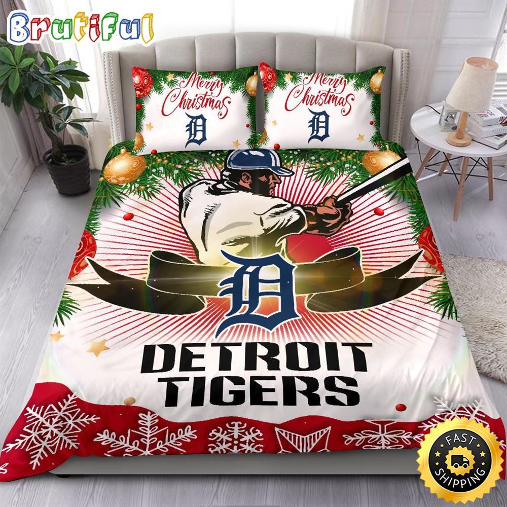 MLB Detroit Tigers Bedding Sets Merry Christmas Quilt Bedding Sets 1 vlxrkf