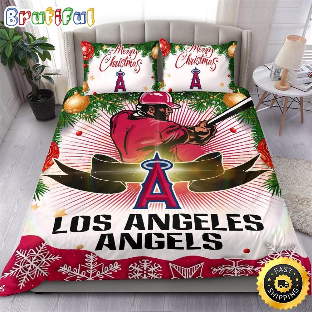 MLB Los Angeles Angels Bedding Sets Merry Christmas Quilt Bedding Sets 1 onymqu