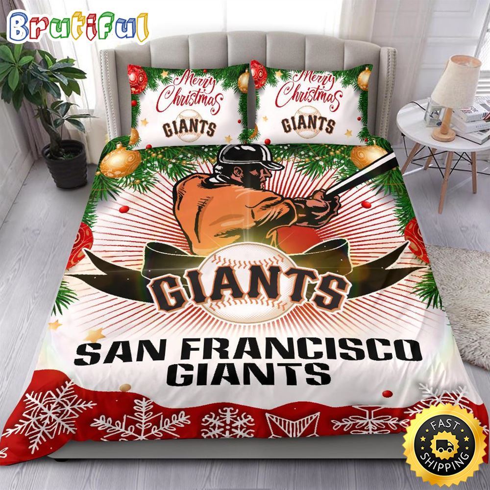 MLB San Francisco Giants Bedding Sets Merry Christmas Quilt Bedding Sets 1 c4edci
