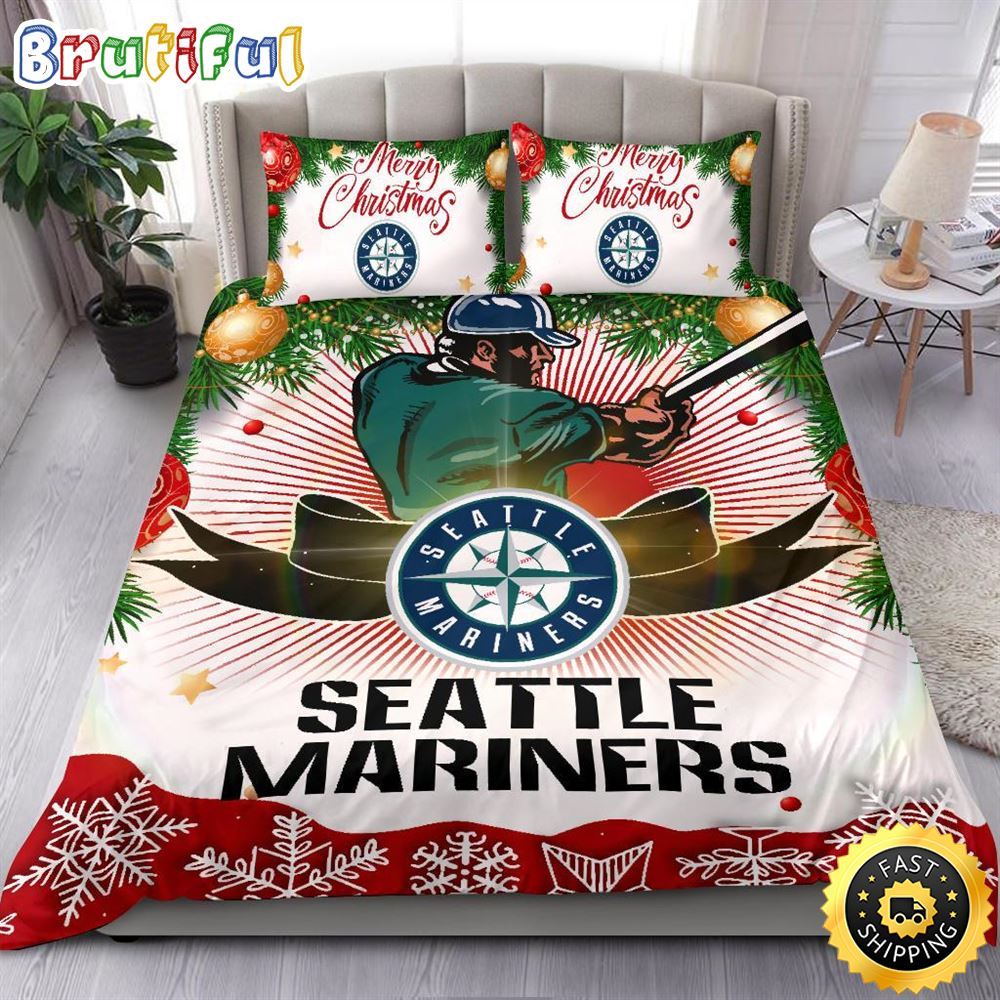 MLB Seattle Mariners Bedding Sets Merry Christmas Quilt Bedding Sets 1 xald1f
