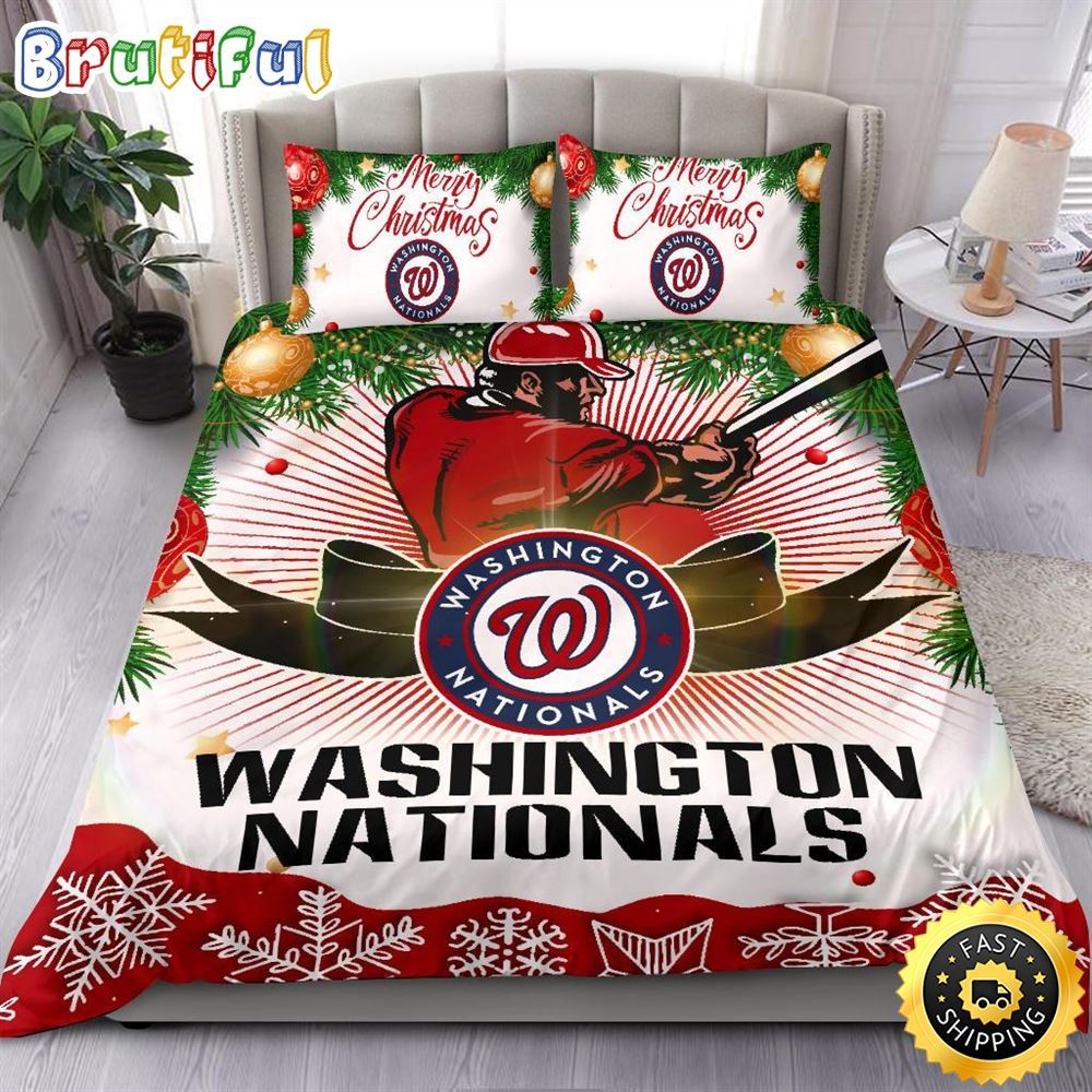 MLB Washington Nationals Bedding Sets Merry Christmas Quilt Bedding Sets 1 q5hi2r