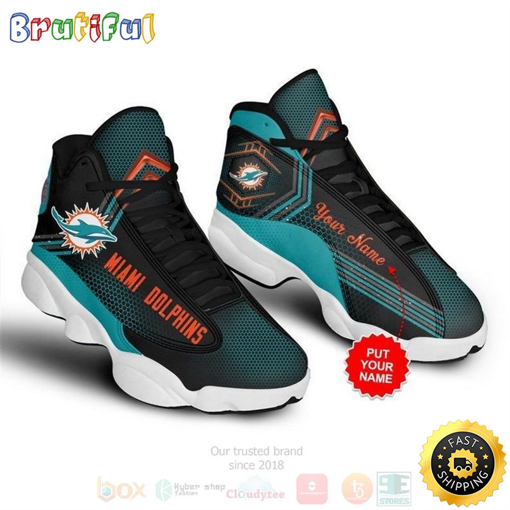 Miami Dolphins Football Nfl Custom Name Air Jordan 13 Shoes yammt9