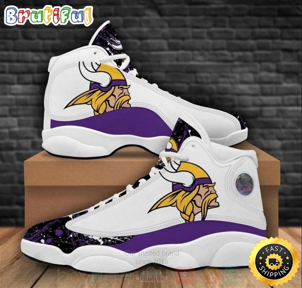 Minnesota Vikings Nfl Big Logo Bling Bling Football Team Air Jordan 13 Shoes ji7yls