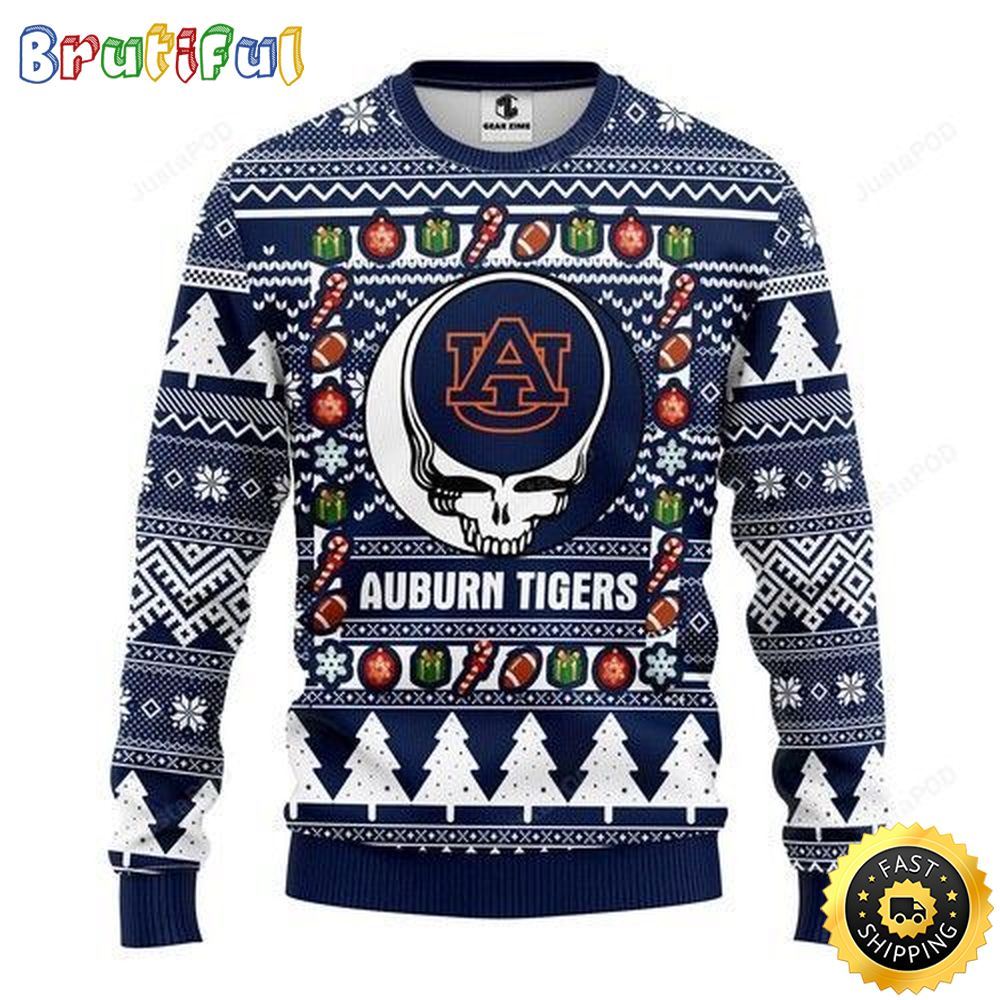 NCAA Auburn Tigers Ugly Christmas Sweater The Intelligence Of The Skull Unisex Sweater 1 qg6s3f