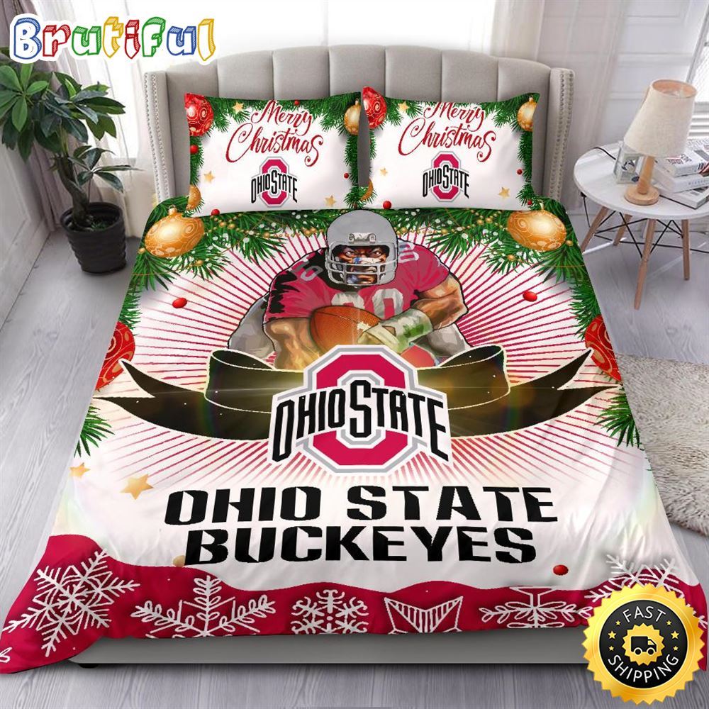 NCAA Ohio State Buckeyes Bedding Sets Merry Christmas Quilt Bedding Sets 1 nnfw0s