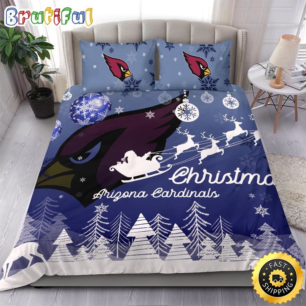 NFL Arizona Cardinals Bedding Sets Santa Claus Sleigh And Reindeer Christmas Bedding Sets Quilt Bedding Sets 1 mar3fn