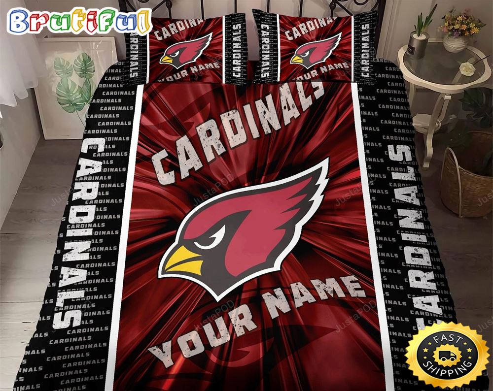 NFL Arizona Cardinals Custom Name Red Black Bedding Set fcfa2x