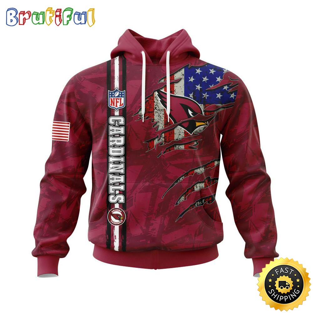 NFL Arizona Cardinals Hoodie Personalized Name And Number 3D Hoodie With United States Flag Unisex Hoodie 1 uxyjpn