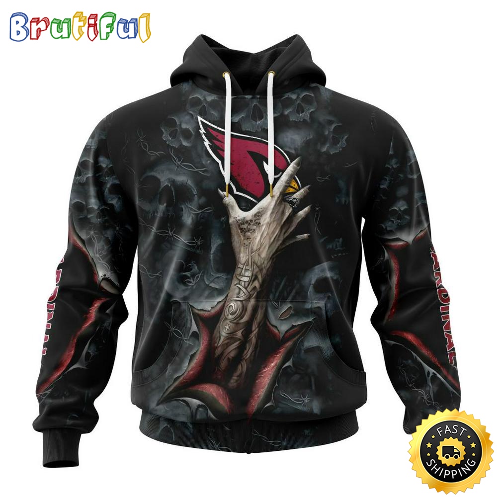 NFL Arizona Cardinals Hoodie Special Horror Skull Art Design Halloween 3D Hoodie Unisex Hoodie ev24xm