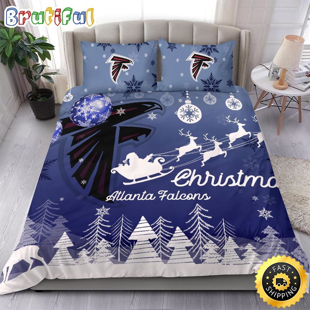 NFL Atlanta Falcons Bedding Sets Santa Claus Sleigh And Reindeer Christmas Bedding Sets Quilt Bedding Sets 1 gpnjcs