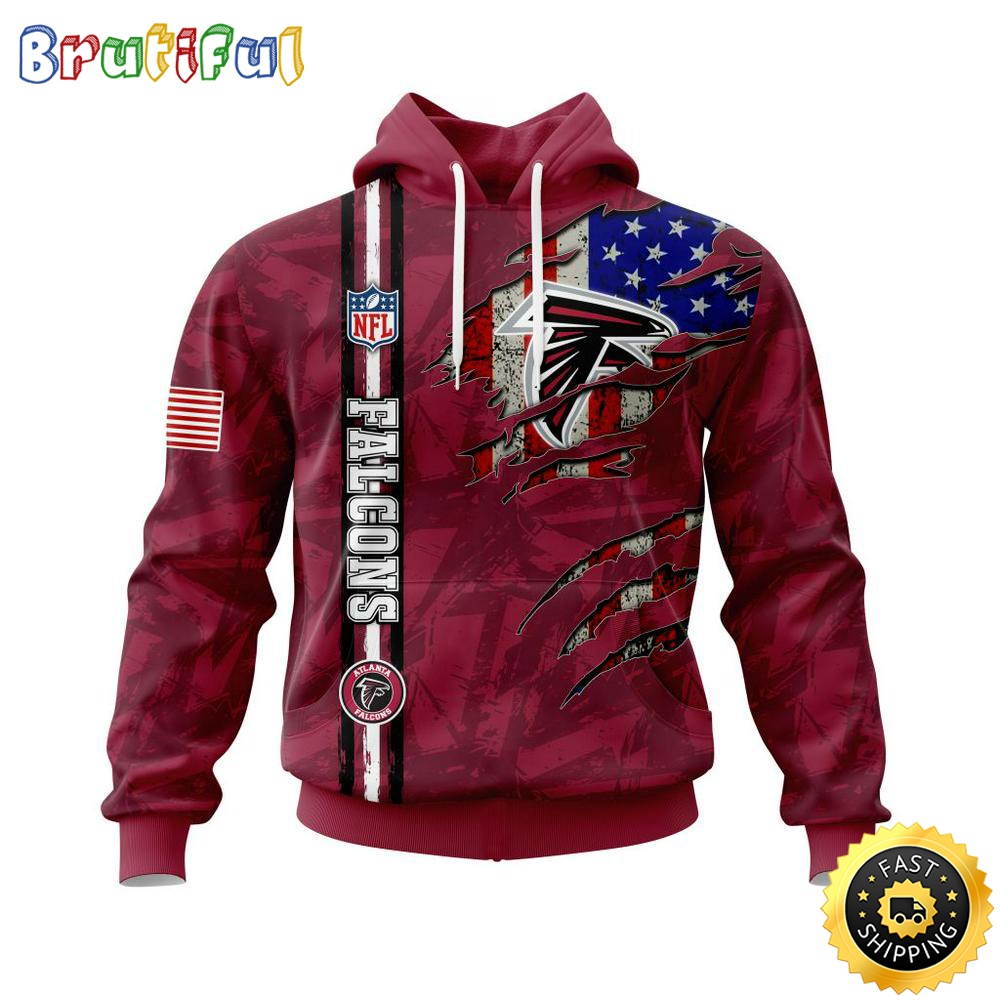 NFL Atlanta Falcons Hoodie Personalized Name And Number 3D Hoodie With United States Flag Unisex Hoodie 1 gadsns