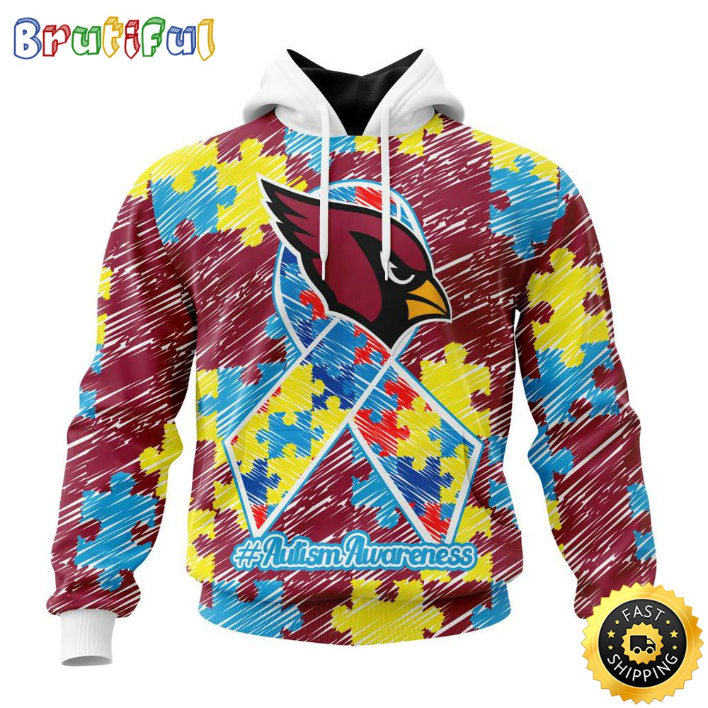NFL Autism Hoodie Arizona Cardinals Special Autism Awareness Design All Over Print 3D Hoodie 1 idx2gx