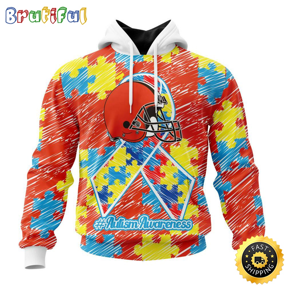 NFL Autism Hoodie Cleveland Browns Special Autism Awareness Design All Over Print 3D Hoodie 1 rhnl38