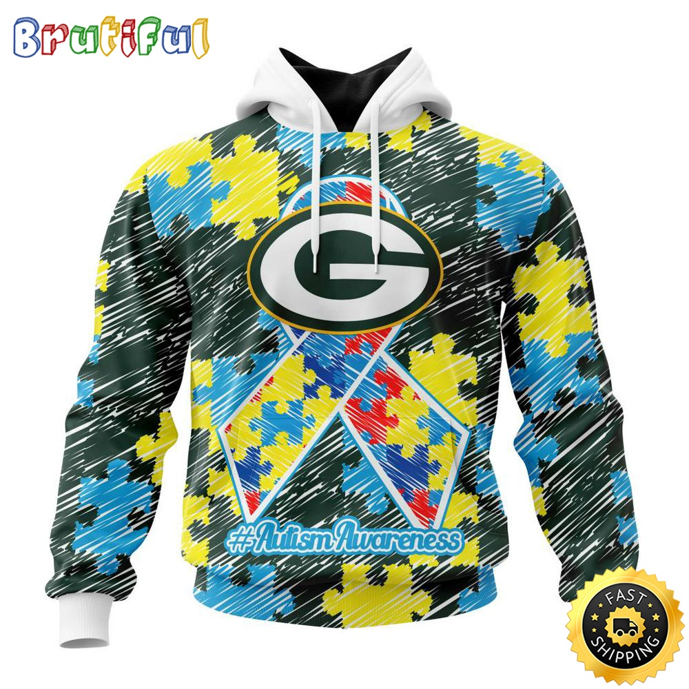NFL Autism Hoodie Green Bay Packers Special Autism Awareness Design All Over Print 3D Hoodie 1 zqdf1y