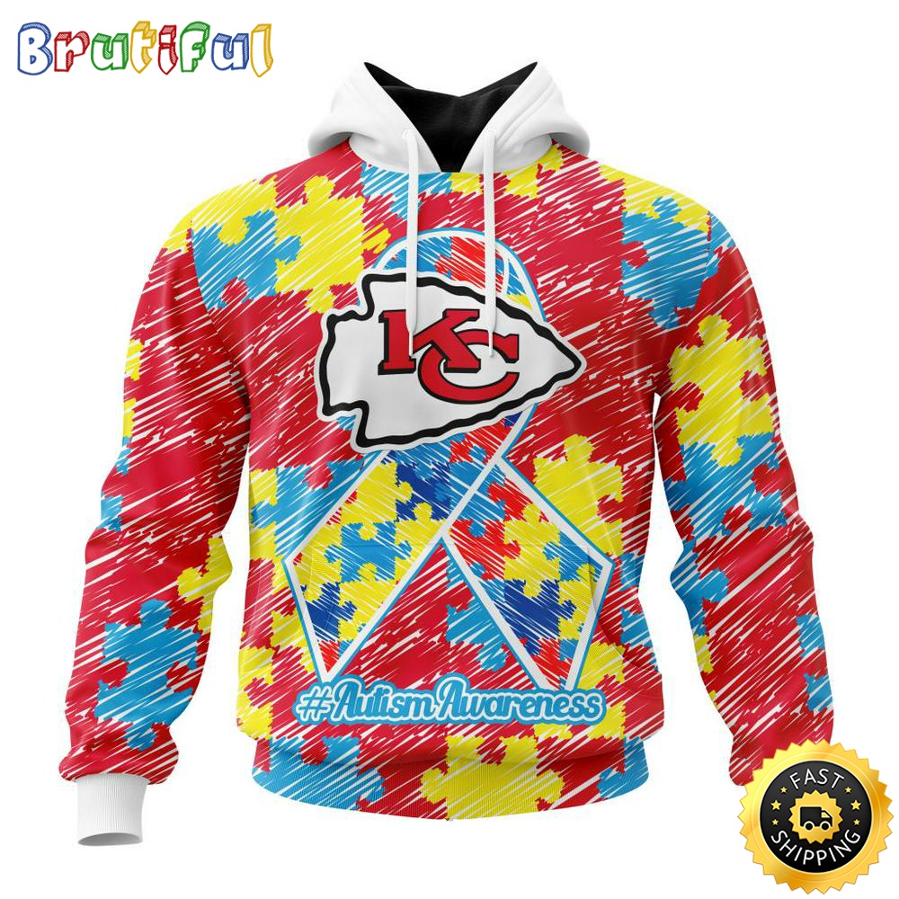 NFL Autism Hoodie Kansas City Chiefs Special Autism Awareness Design All Over Print 3D Hoodie 1 f25tgs