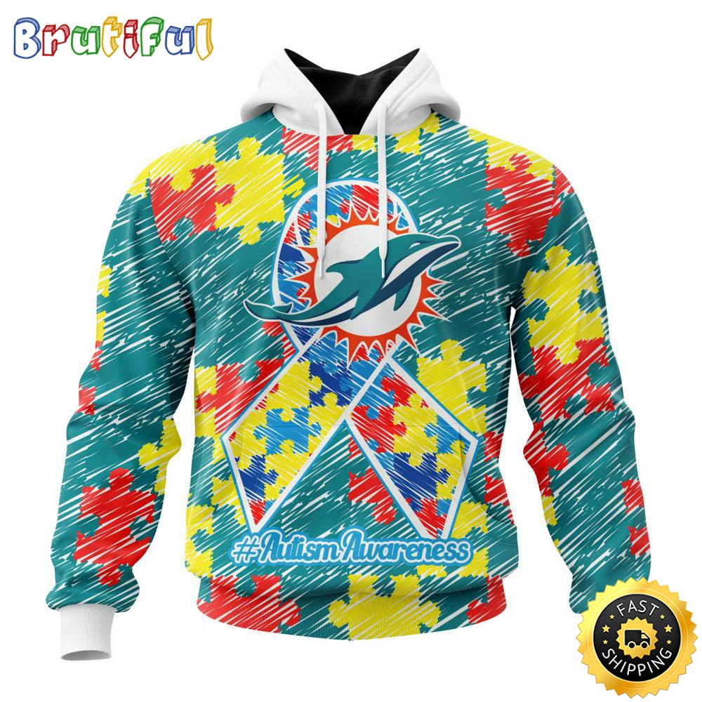 NFL Autism Hoodie Miami Dolphins Special Autism Awareness Design All Over Print 3D Hoodie 1 pfi8he