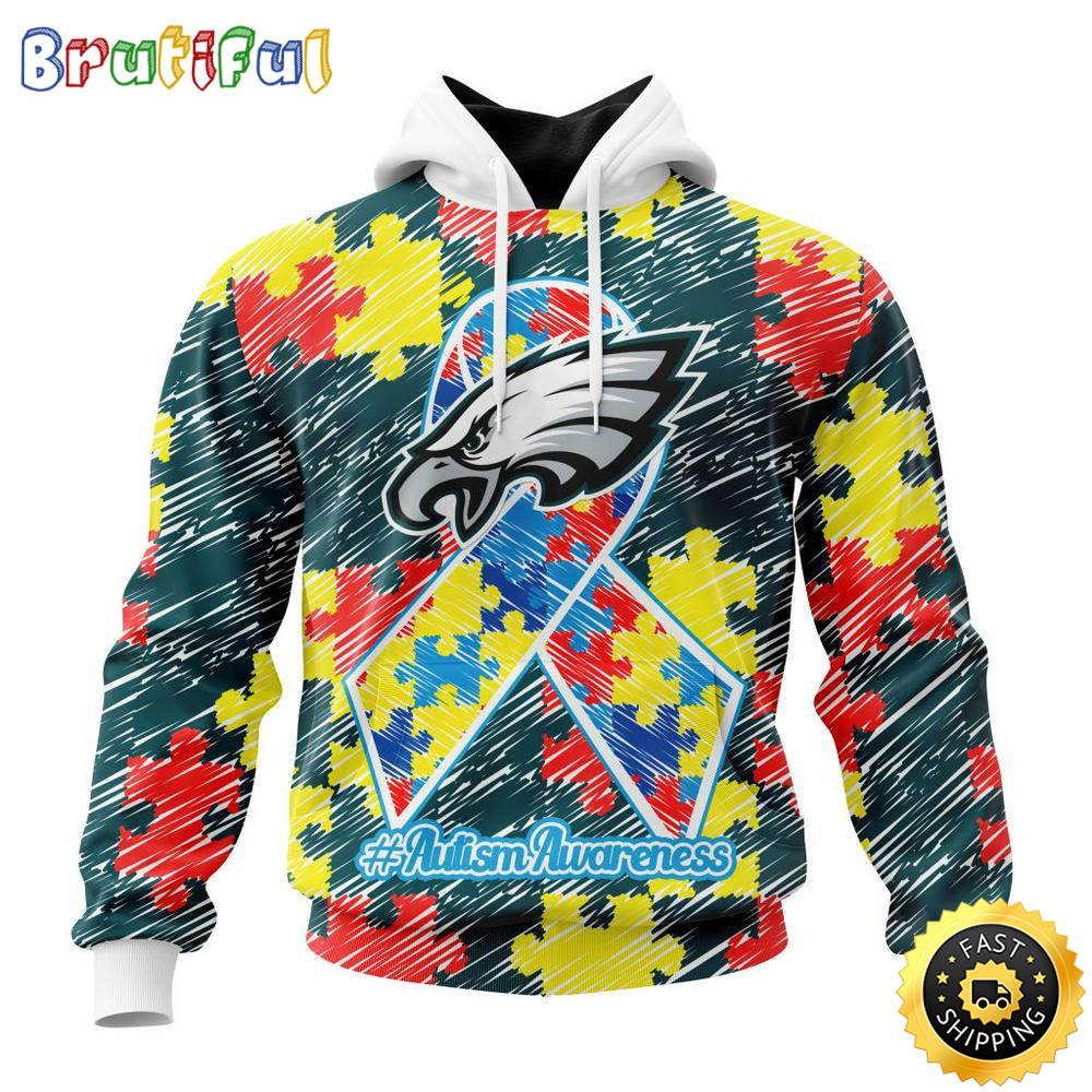 NFL Autism Hoodie Philadelphia Eagles Special Autism Awareness Design All Over Print 3D Hoodie 1 uahv1n