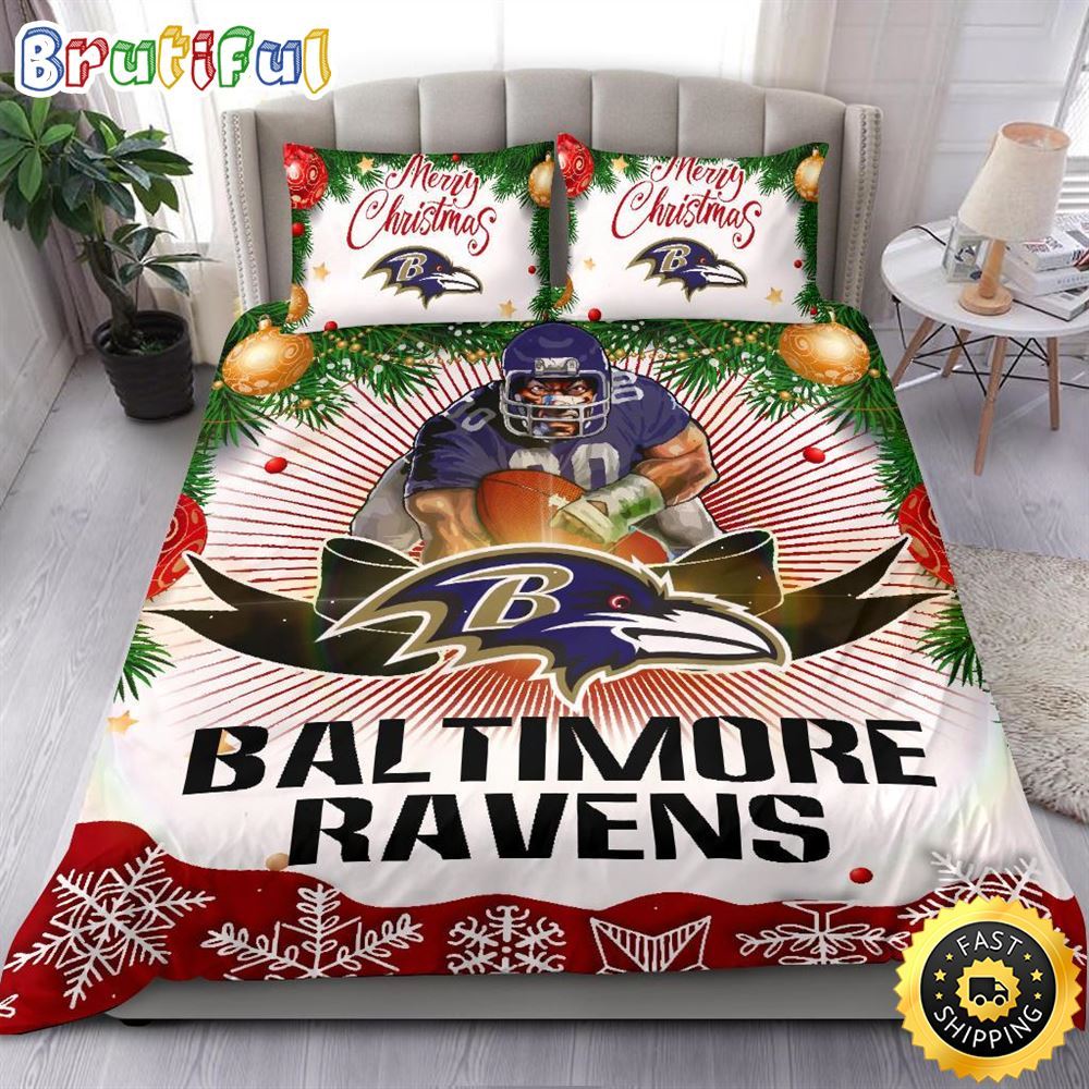 NFL Baltimore Ravens Bedding Sets Merry Christmas Quilt Bedding Sets 1 d8eij8