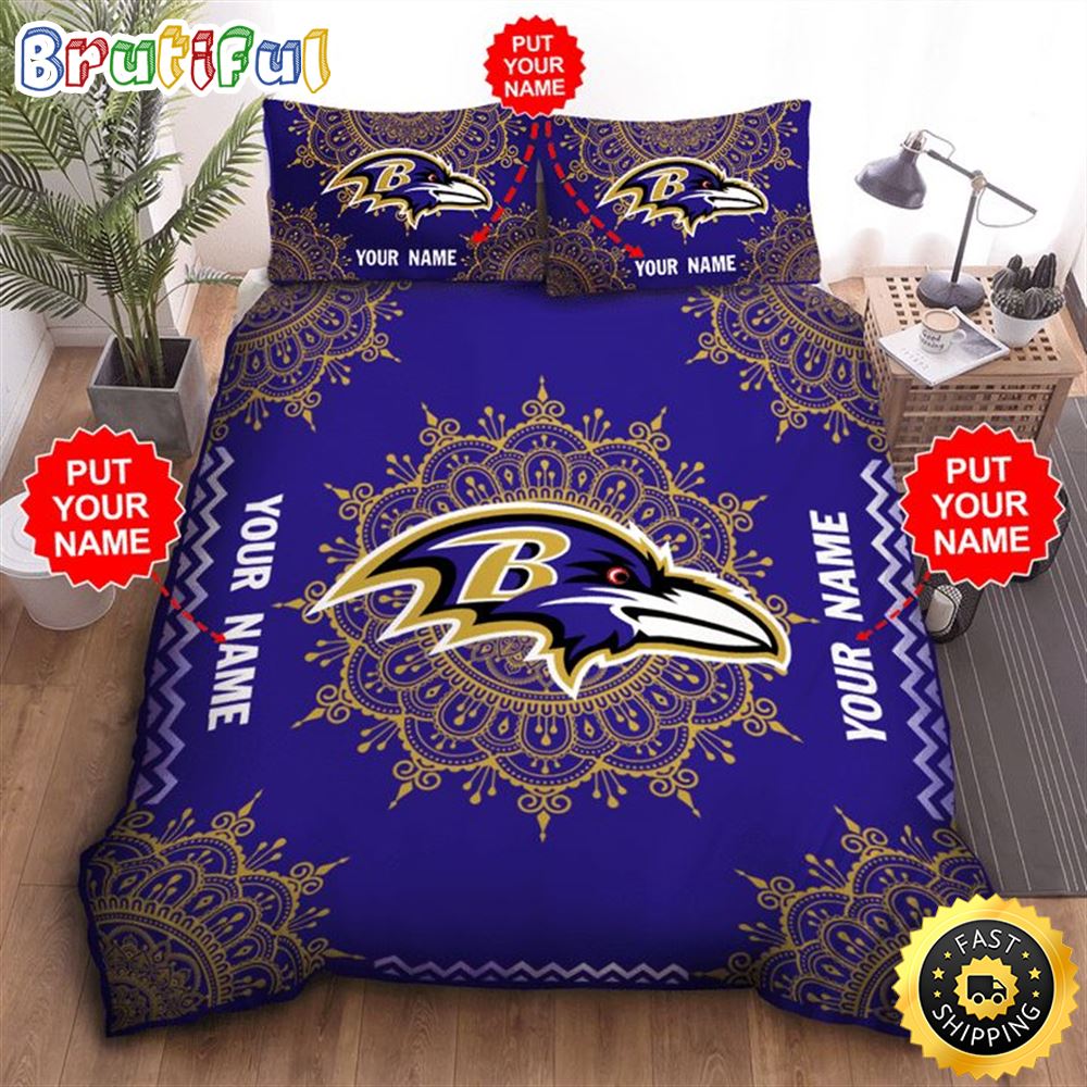 NFL Baltimore Ravens Custom Name Purple Bedding Set eq826s