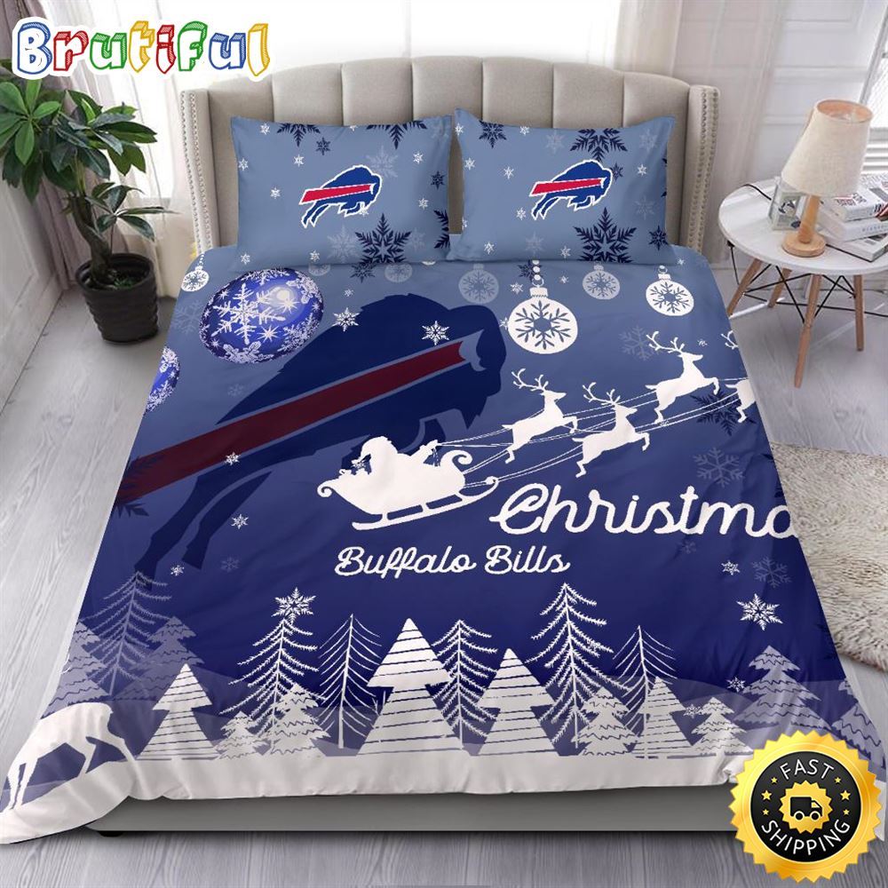 NFL Buffalo Bills Bedding Sets Santa Claus Sleigh And Reindeer Christmas Bedding Sets Quilt Bedding Sets 1 engwzs