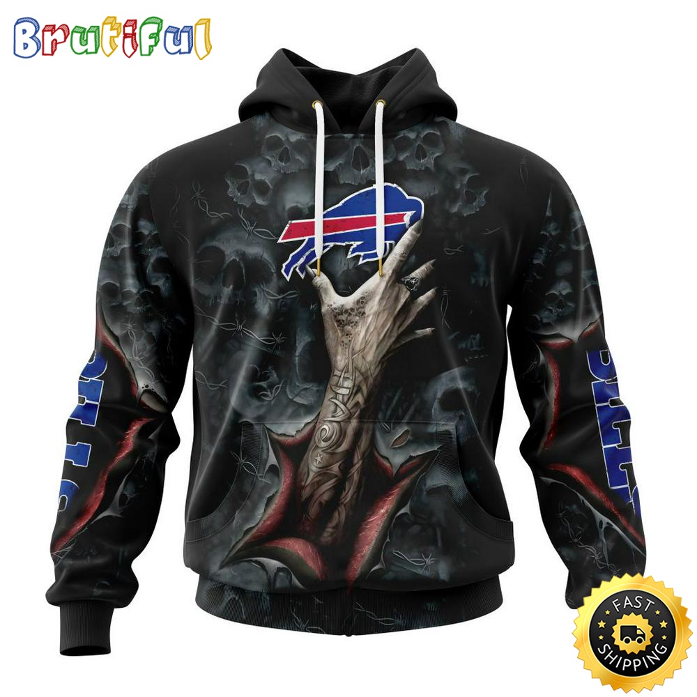 NFL Buffalo Bills Hoodie Special Horror Skull Art Design Halloween 3D Hoodie Unisex Hoodie ffhu93