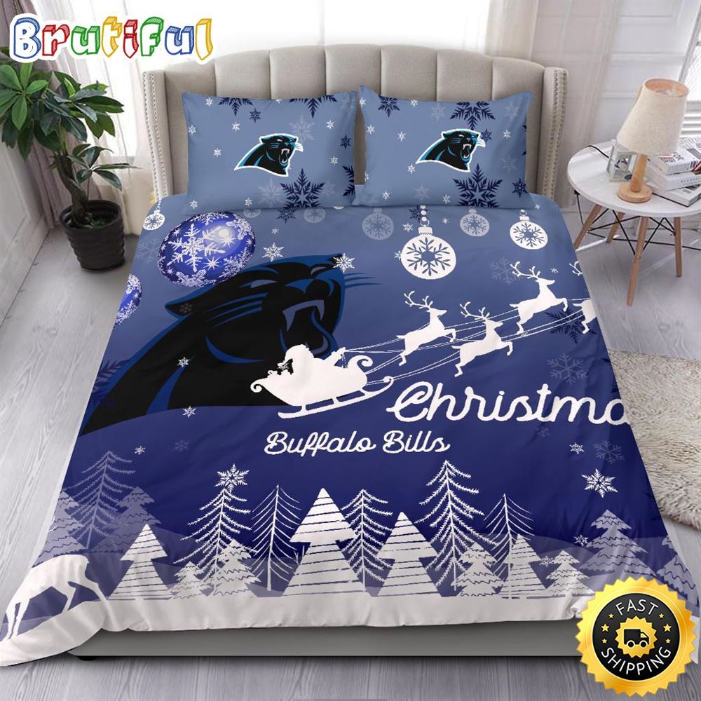 NFL Carolina Panthers Bedding Sets Santa Claus Sleigh And Reindeer Christmas Bedding Sets Quilt Bedding Sets 1 rtqhq4