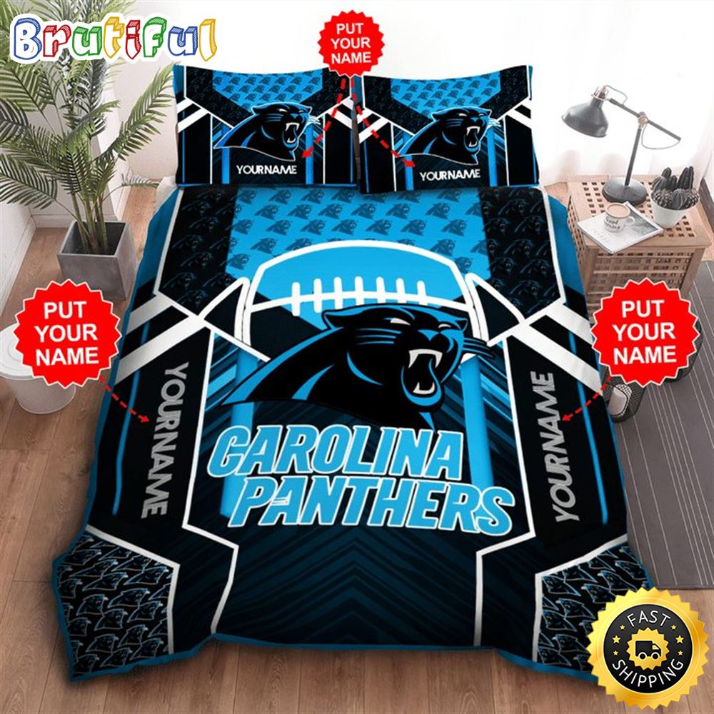 NFL Carolina Panthers Custom Name Black Blue Bedding Set ctoapf