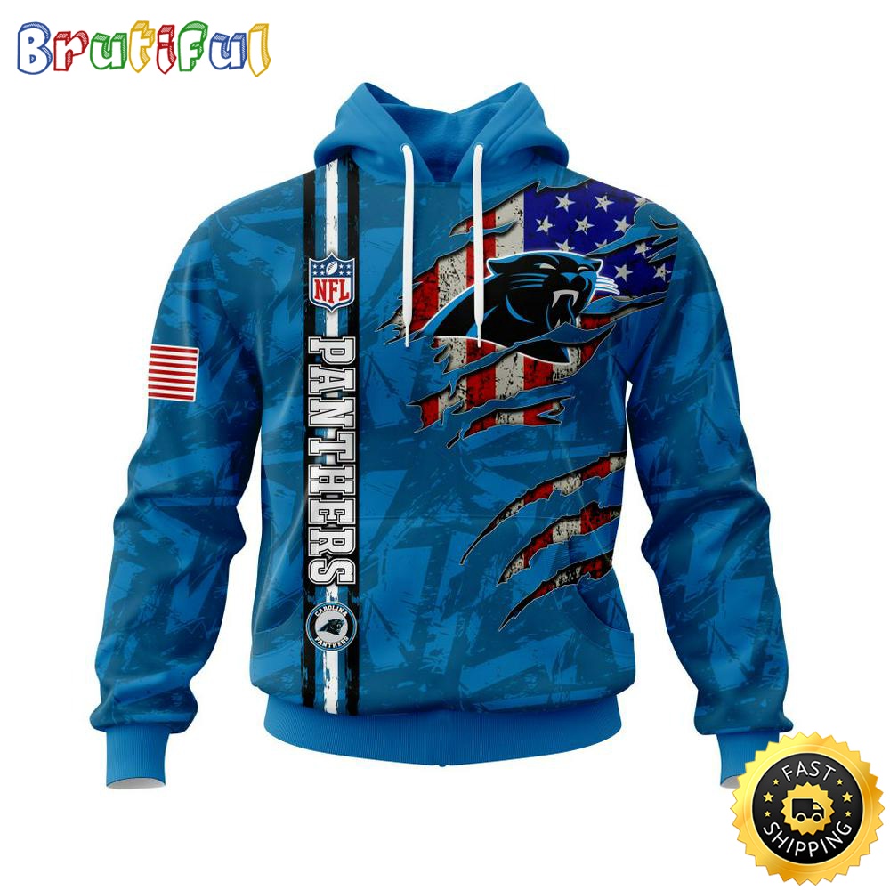 NFL Carolina Panthers Hoodie Personalized Name And Number 3D Hoodie With United States Flag Unisex Hoodie 1 vzioci