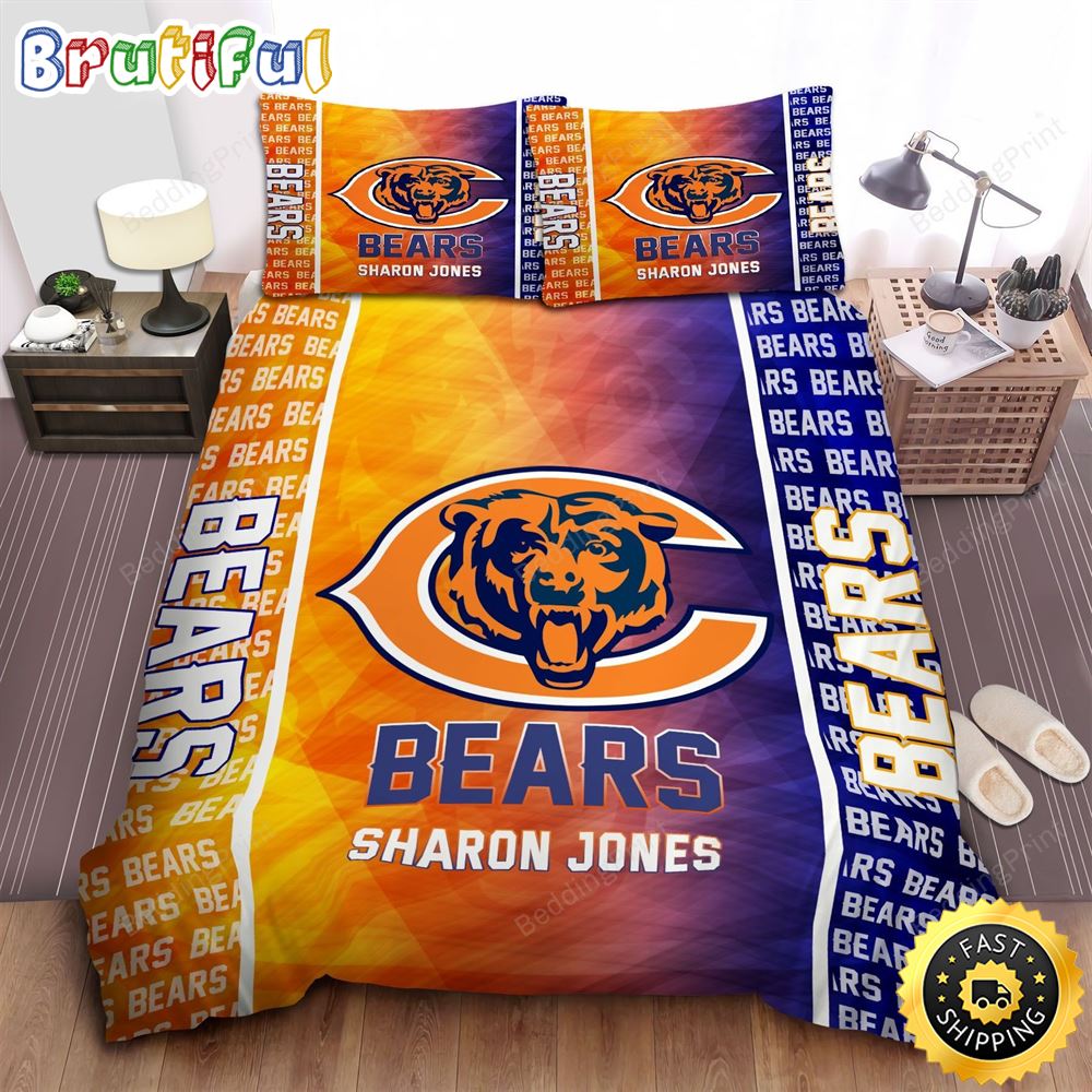 NFL Chicago Bears Custom Name Big Logo Bedding Set V2 rf3fui