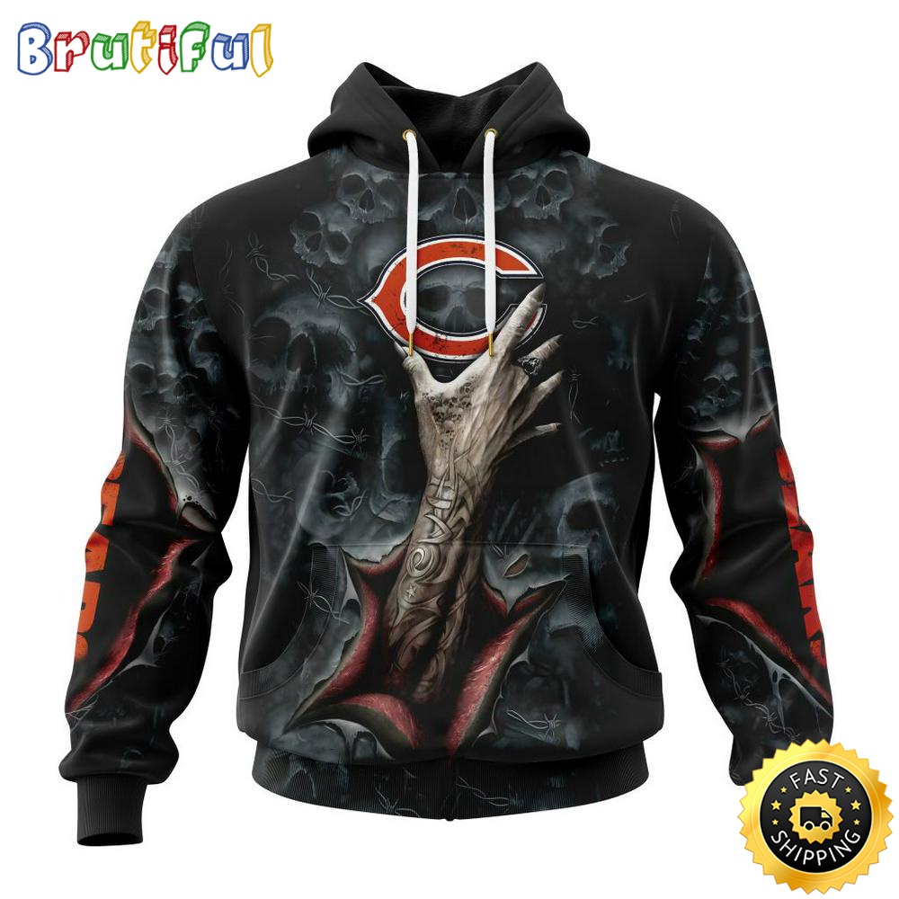 NFL Chicago Bears Hoodie Special Horror Skull Art Design Halloween 3D Hoodie Unisex Hoodie zpnbbk