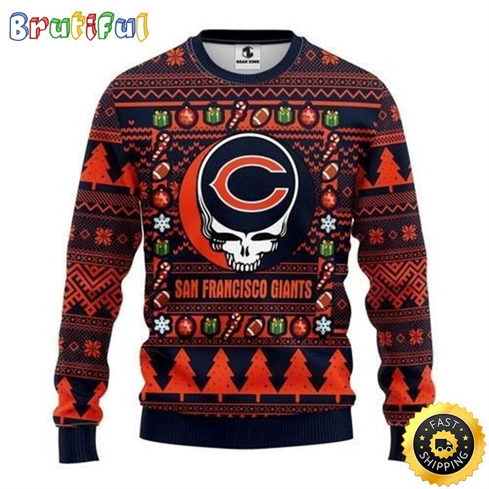 NFL Chicago Bears Ugly Christmas Sweater The Intelligence Of The Skull Unisex Sweater 1 i6ukyj