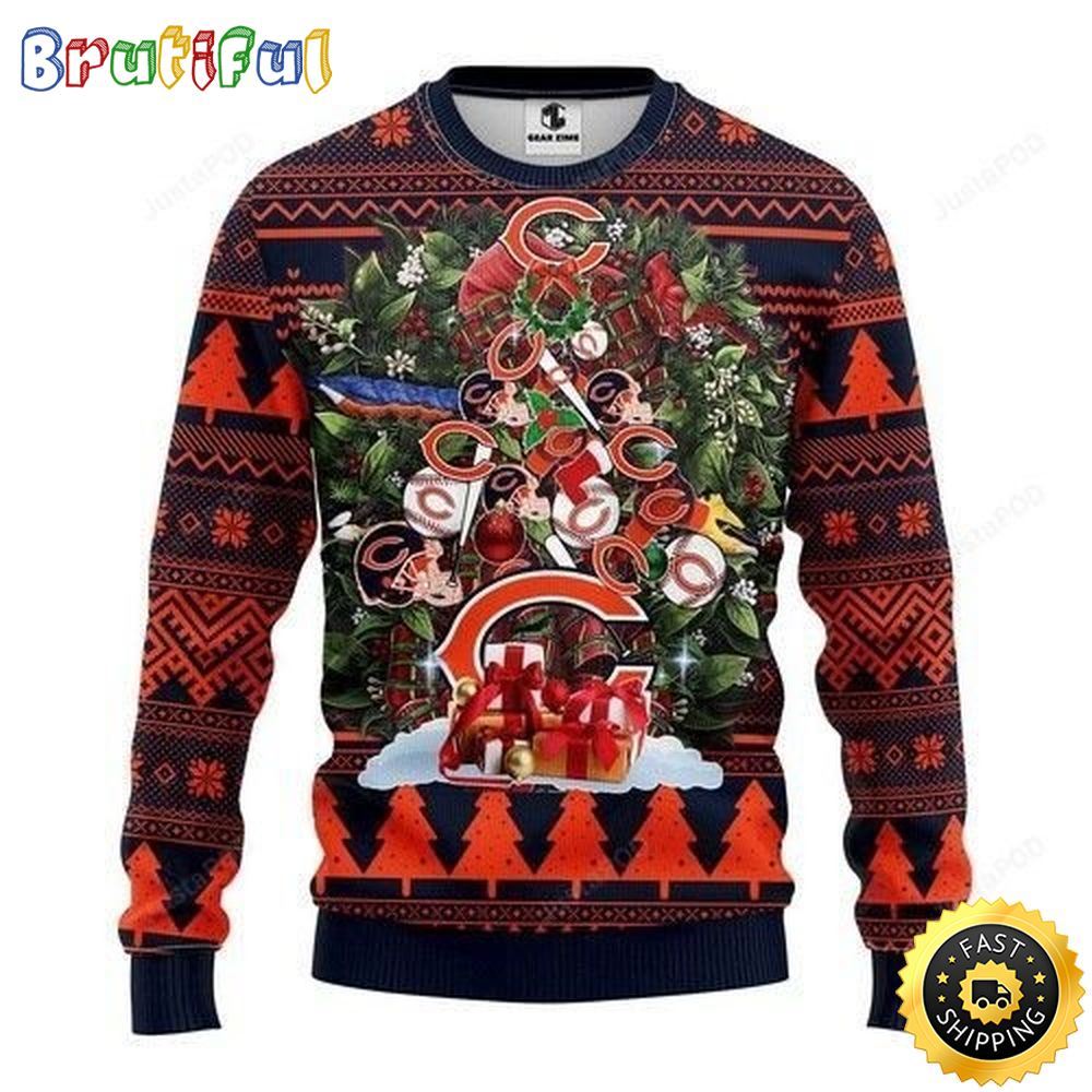 NFL Chicago Bears Ugly Christmas Sweater Tree Christmas Unisex Sweater 1 lbodd4