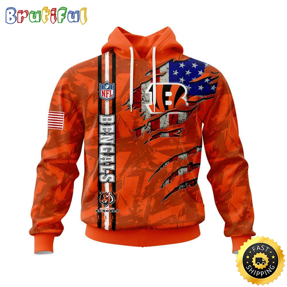 NFL Cincinnati Bengals Hoodie Personalized Name And Number 3D Hoodie With United States Flag Unisex Hoodie 1 cadz4m