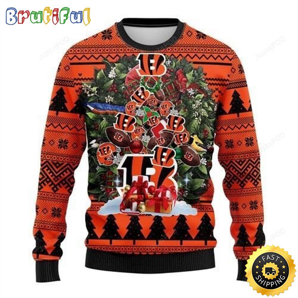 NFL Cincinnati Bengals Ugly Christmas Sweater Tree Christmas Unisex Sweater 1 tkxyrw