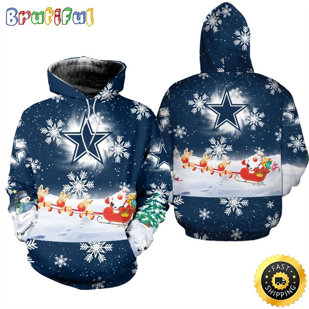 NFL Dallas Cowboys Christmas Santa Claus Is Coming All Over Print 3D Hoodie Unisex Hoodie 1 tgugb8