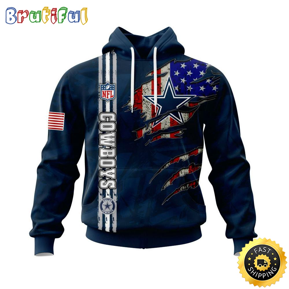 NFL Dallas Cowboys Hoodie Personalized Name And Number 3D Hoodie With United States Flag Unisex Hoodie 1 qigpy3
